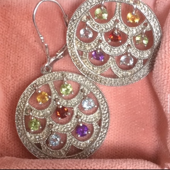 14k gold earrings with gemstones - Picture 3 of 7